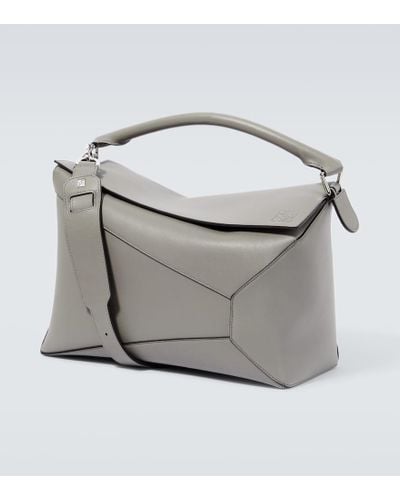 Loewe Puzzle Large Leather Shoulder Bag - Gray
