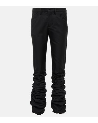 Acne Studios Gathered Mid-rise Straight Trousers - Black