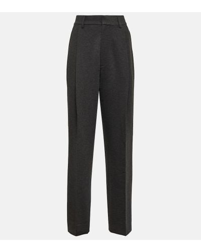 Victoria Beckham Pleated Straight Pants - Gray