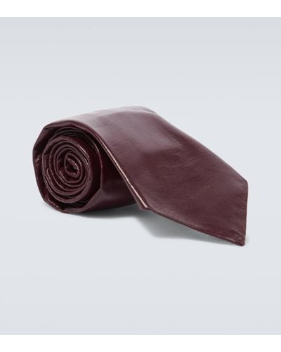 Bottega Veneta Leather Tie - Purple