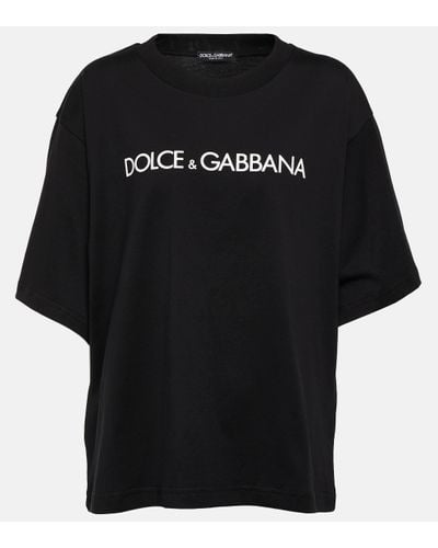 Dolce & Gabbana T-shirt en coton à manches courtes et lettering Dolce&Gabbana - Noir