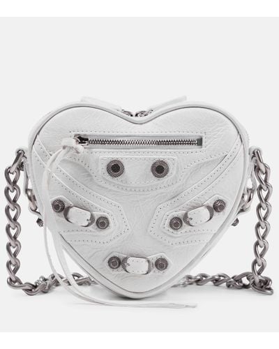 Balenciaga Le Cagole Heart Mini Leather Crossbody Bag - Metallic