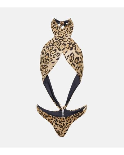 Reina Olga Showpony Leopard-print Swimsuit - Metallic