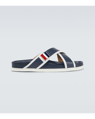 Thom Browne Criss-cross Leather Sandals - Blue