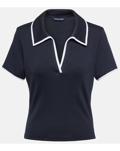Veronica Beard Kearney Cotton-blend Polo Shirt - Blue
