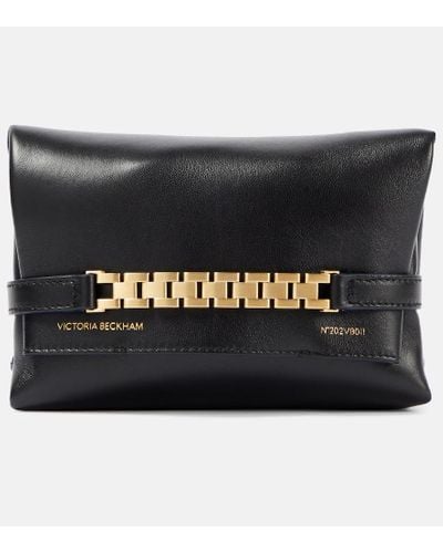 Victoria Beckham Chain Mini Leather Pouch With Strap - Black