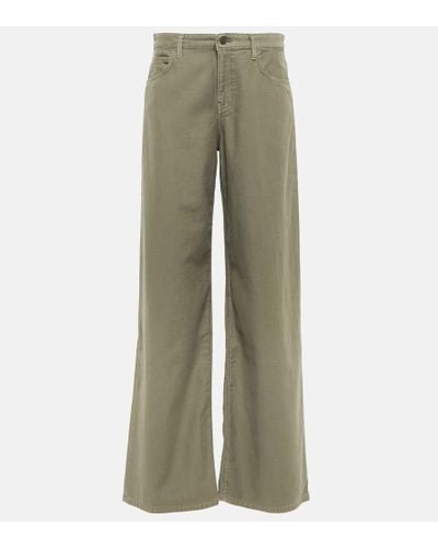 The Row Pantalon Eglitta de algodon de tiro bajo - Verde