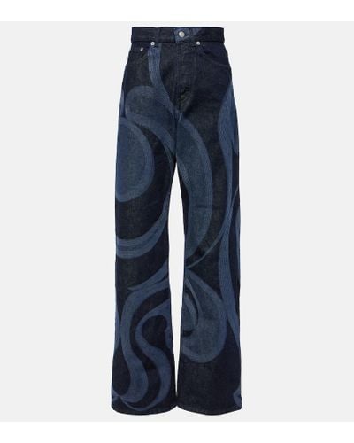 Dries Van Noten Bedruckte Straight Jeans - Blau