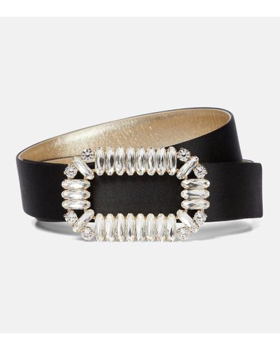 Roger Vivier - Viv' Choc Metal Buckle Belt in Leather, Off White, Belts, Size: 90