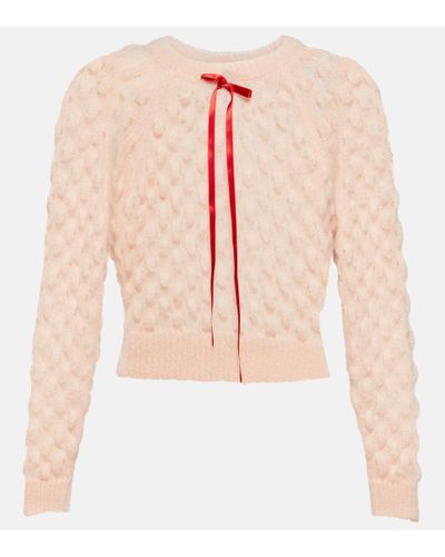 Simone Rocha Bow-embellished Mohair-blend Sweater - Pink