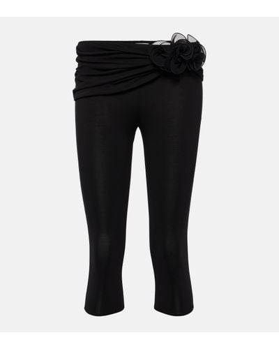 Magda Butrym Floral-applique Silk Biker Shorts - Black