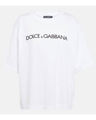 Dolce & Gabbana T-shirt en coton à manches courtes et lettering Dolce&Gabbana - Blanc
