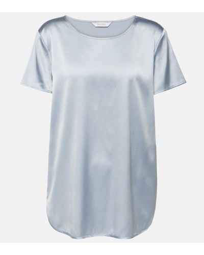 Max Mara Leisure T-Shirt Cortona aus einem Seidengemisch - Blau