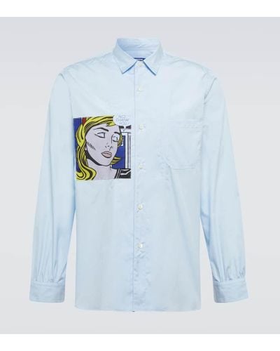 Junya Watanabe Camisa de cuadros en popelin de algodon - Azul