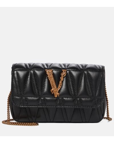 Versace Sac Virtus Small en cuir - Noir