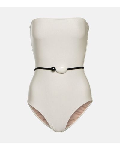 Adriana Degreas Deco Strapless Embellished Swimsuit - White