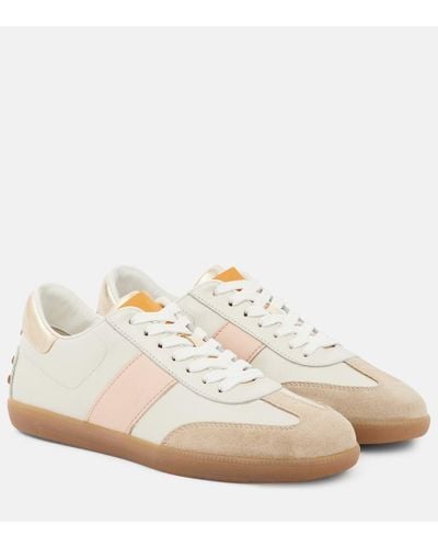 Tod's Sneakers Tabs in pelle con suede - Bianco