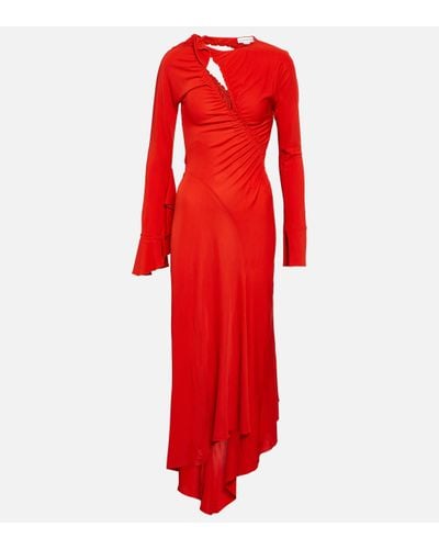 Victoria Beckham Asymmetric Cut-out Midi Dress - Red