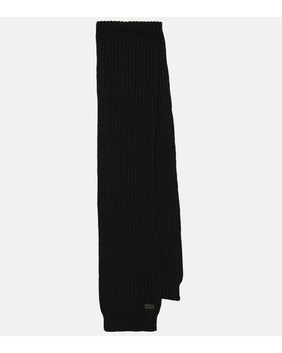 Saint Laurent Ribbed-knit Cashmere Scarf - Black