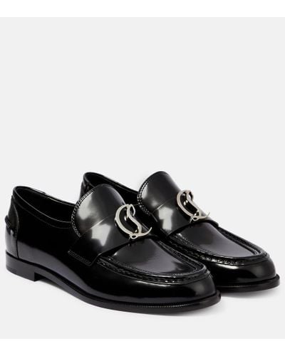 Christian Louboutin Cl Moc Leather Loafers - Black