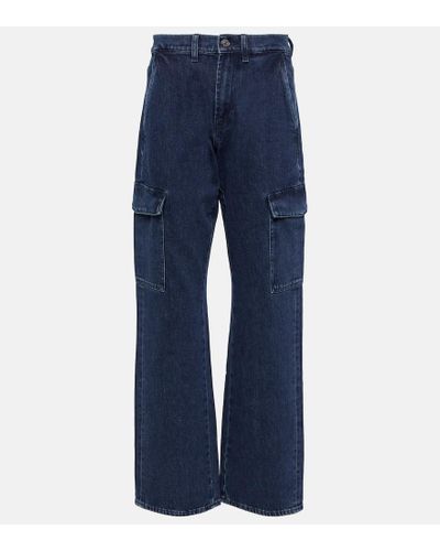 7 For All Mankind Tess Cargo High-rise Straight Jeans - Blue