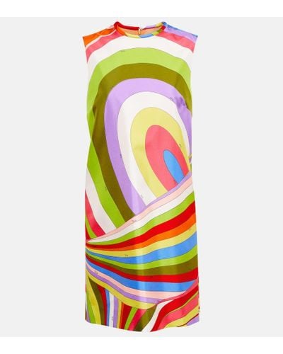Emilio Pucci Vestido corto de seda estampado - Multicolor