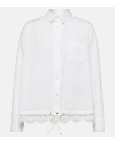 Sacai Lace-trimmed Poplin Shirt - White