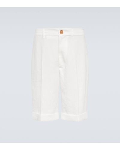 Brunello Cucinelli Mid-rise Linen Shorts - White