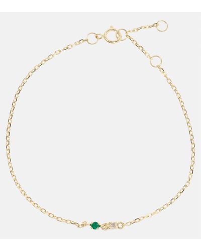 STONE AND STRAND Bracelet Tiny Emerald Goddess en or 14 ct, emeraude et diamants - Neutre