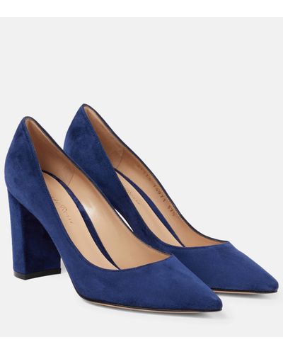 Gianvito Rossi Piper 85 Suede Court Shoes - Blue