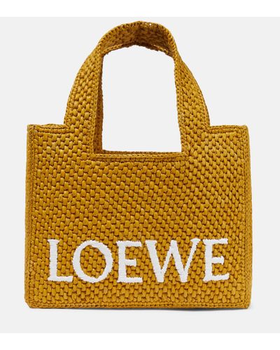 Loewe Paula's Ibiza Small Logo Raffia Tote Bag - Yellow