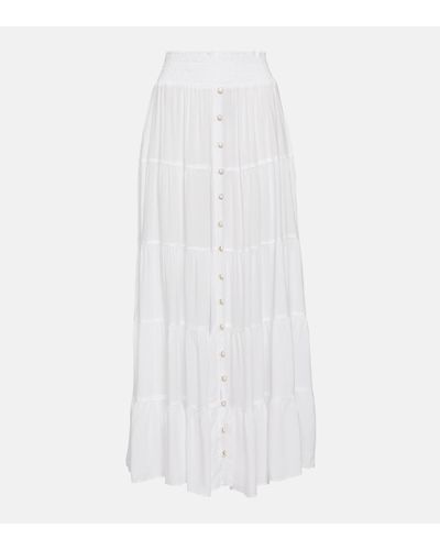 Melissa Odabash Dee Tiered High-rise Maxi Skirt - White
