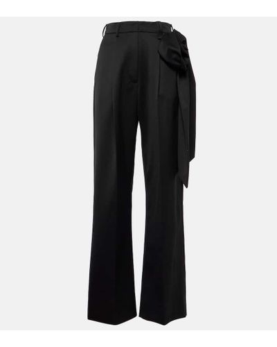 Simone Rocha Pantalones rectos con apliques florales - Negro