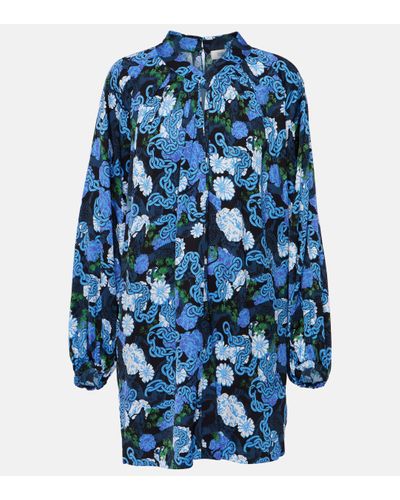 Diane von Furstenberg Silka Printed Satin Minidress - Blue