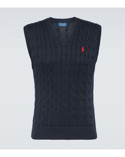 Polo Ralph Lauren Cable-knit Cotton Sweater Vest - Blue