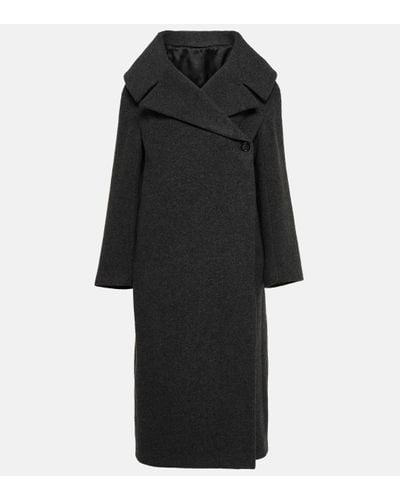 Totême Oversized Wool-blend Felt Wrap Coat - Black