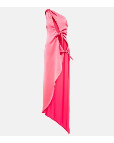 The Attico Cutout Satin Maxi Dress - Pink