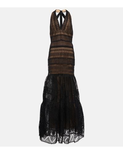 Elie Saab V-neck Macramé Gown - Black