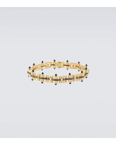 Rainbow K Celeste 14kt Gold Link Bracelet With Diamonds And Onyx - Metallic