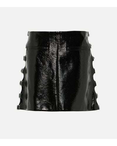 Courreges Mini-jupe en cuir synthetique - Noir