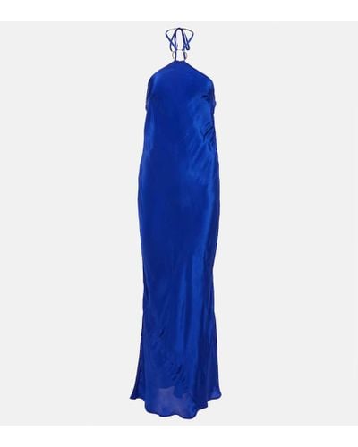 Alexandra Miro Asher Halterneck Maxi Dress - Blue