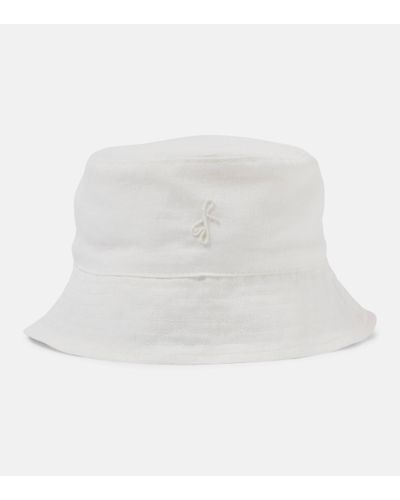 Ruslan Baginskiy Monogram Linen Bucket Hat - White