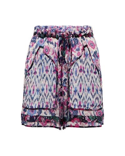 Isabel Marant Riolmy Printed Georgette Shorts - Purple