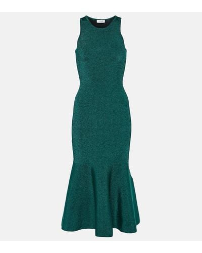 Victoria Beckham Vb Body Glittered Stretch-knit Midi Dress - Green