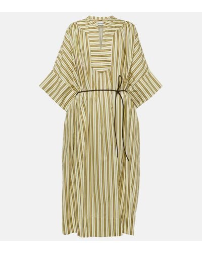 Yves Salomon Striped Cotton Midi Dress - Metallic