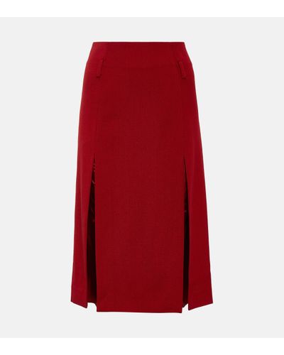 Victoria Beckham High-rise Wool-blend Midi Skirt - Red