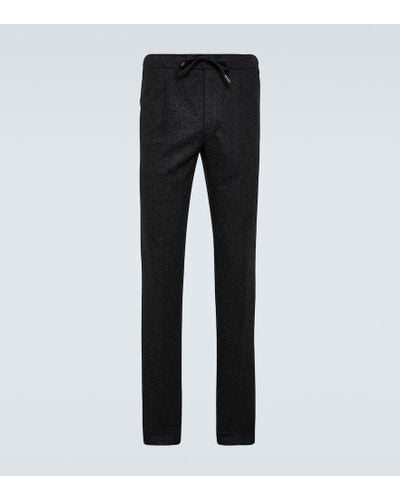 Thom Sweeney Gerade Hose aus Wollflanell - Schwarz