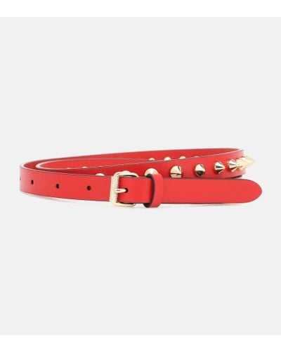 Christian Louboutin Loubispikes Leather Belt - Red