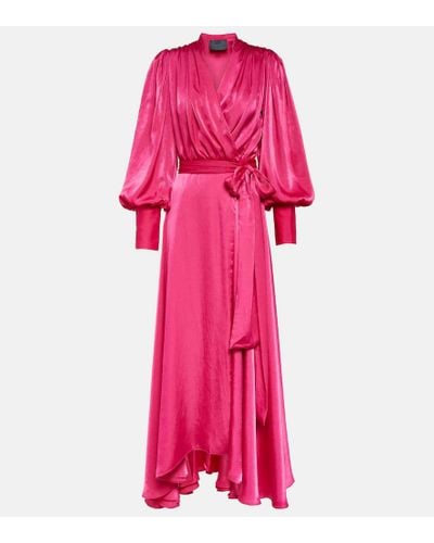 Costarellos Stila Satin Wrap Dress - Pink