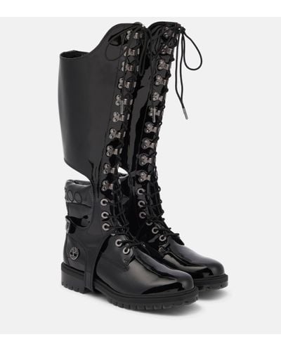 Jimmy Choo Bottes Convertibles En Cuir Verni À Cristaux X Timberland - Noir